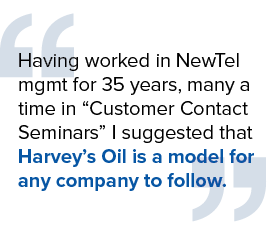 Having worked in NewTel mgmt for 35 years - many a time in "customer contact seminars" - I suggested that Harvey
